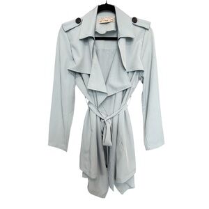 K-zell Paris Trench Coat Womens Belted Trench Coat Jacket Light Blue Small